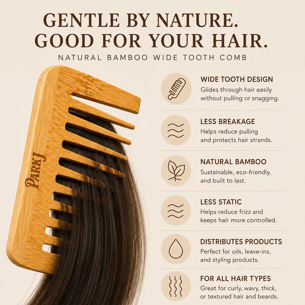 Park J Bamboo Wide Tooth Comb – Natural Hair & Beard Comb